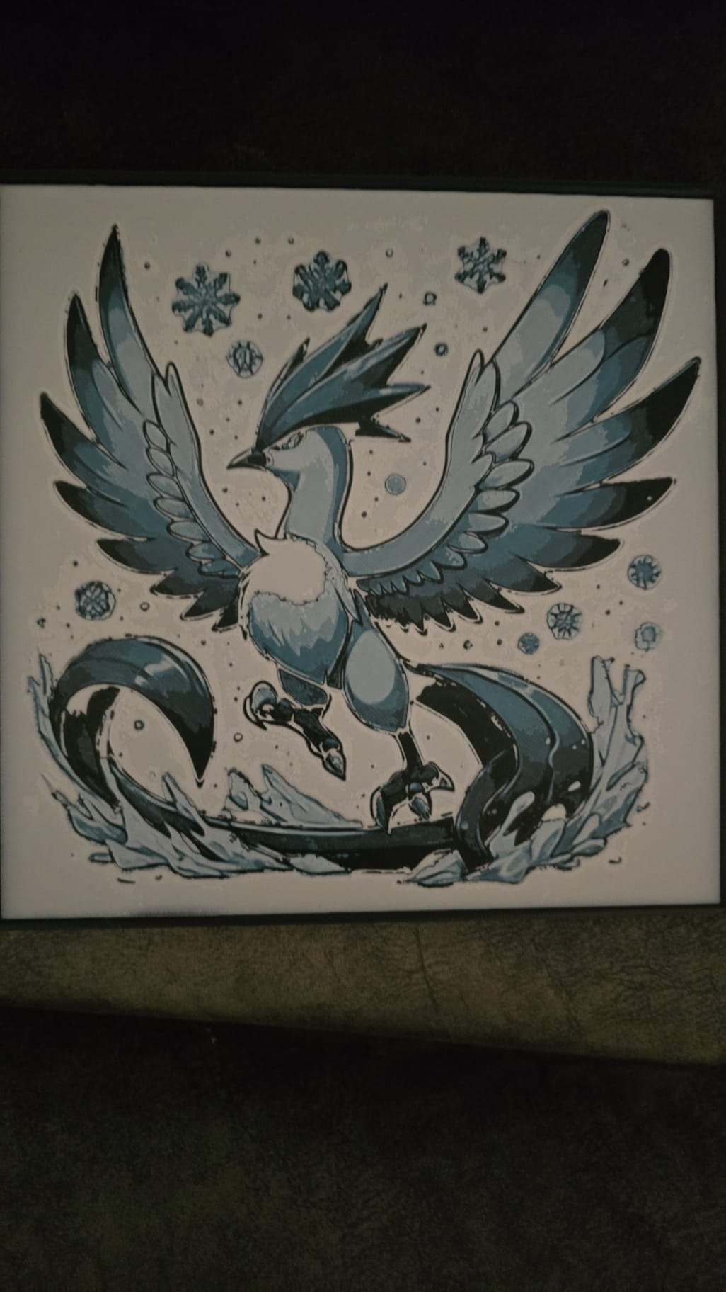 Articuno - 3D Printed 200x200mm Framed Wall Art