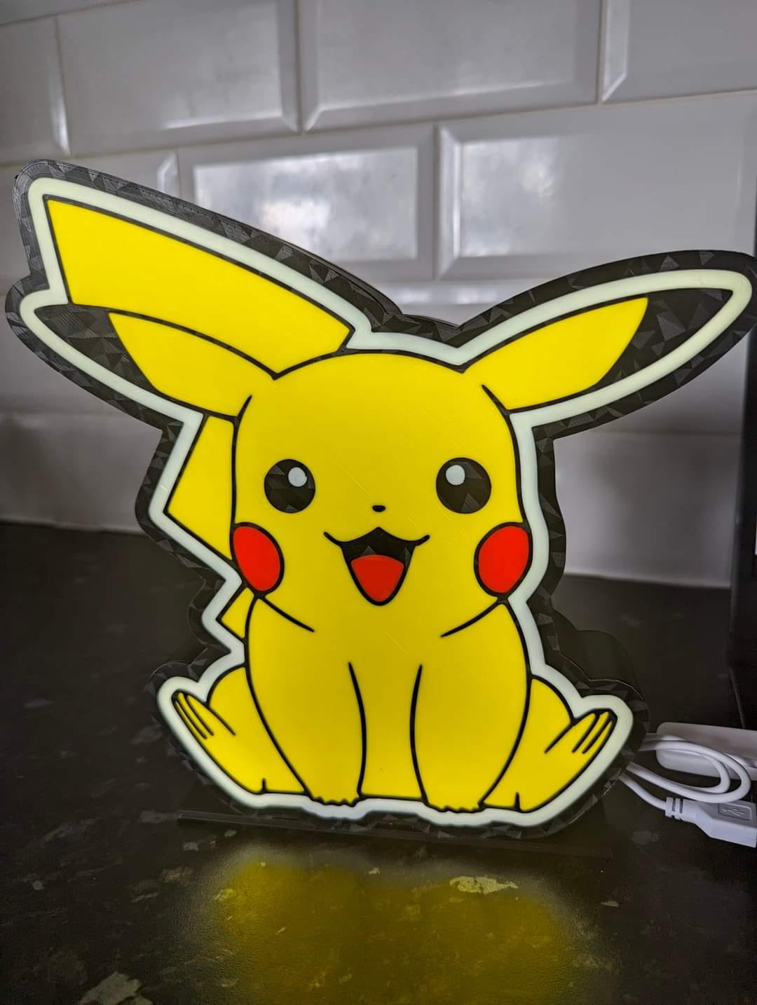 Pikachu Pokémon Lightbox: 3D Printed Nightlight with White LED and Touch Sensor Switch