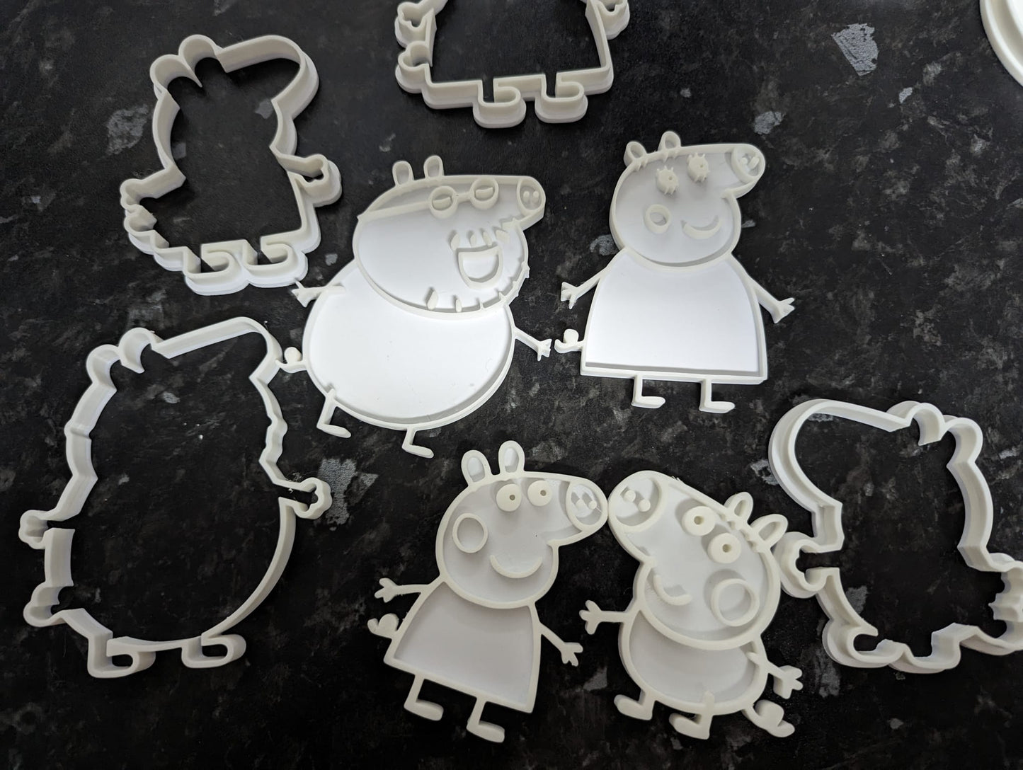 Set of 4 Peppa Pig Cookie Cutters and Fondant Stamps: 3D Printed Fun for Baking and Decorating