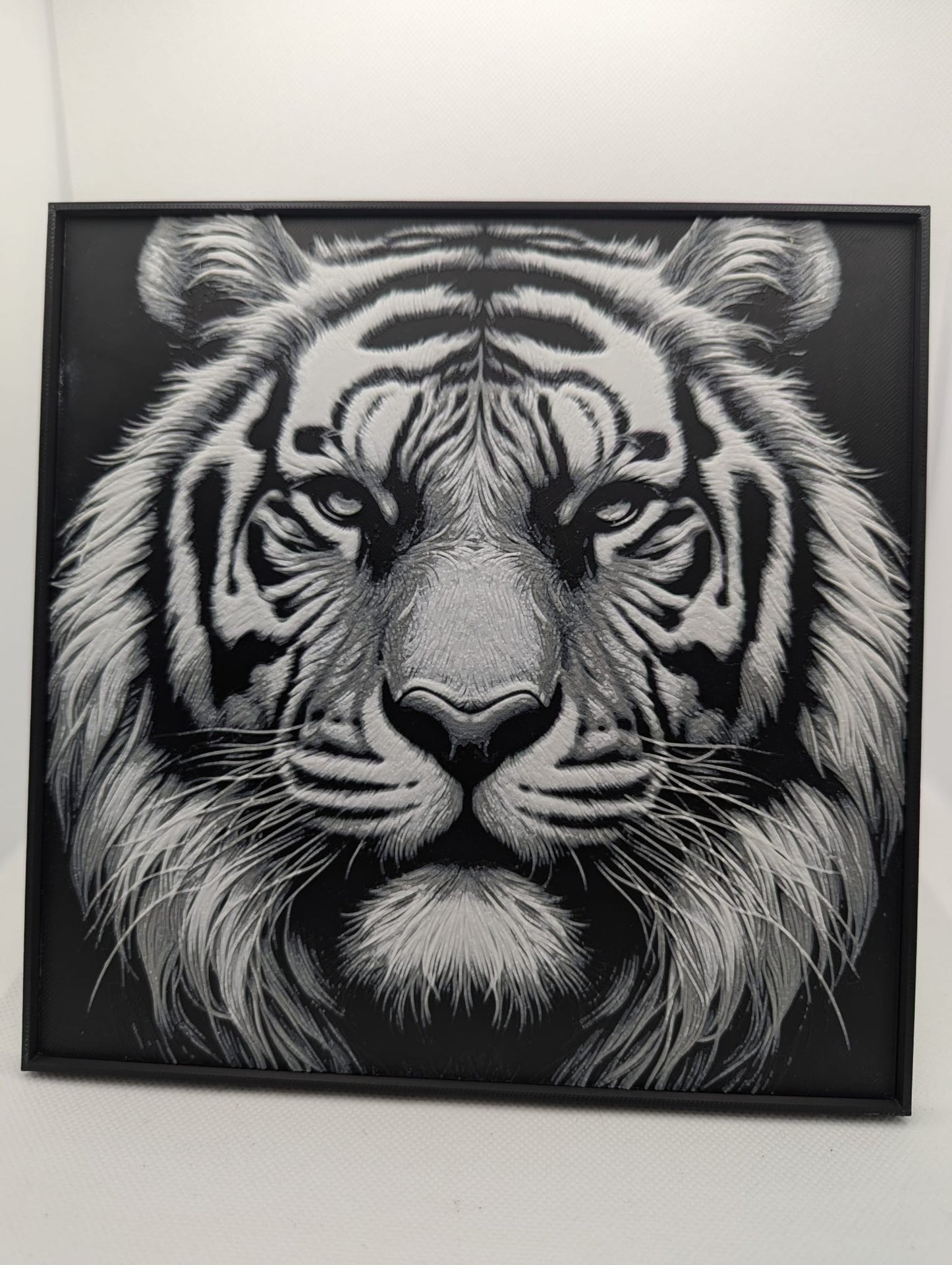 Lion - 3D Printed 200x200mm Framed Wall Art.