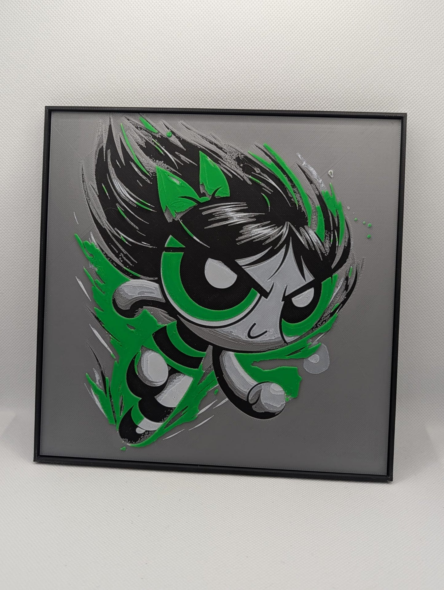 Buttercup - Power Puff Girls - 3D Printed 200x200mm Framed Wall Art