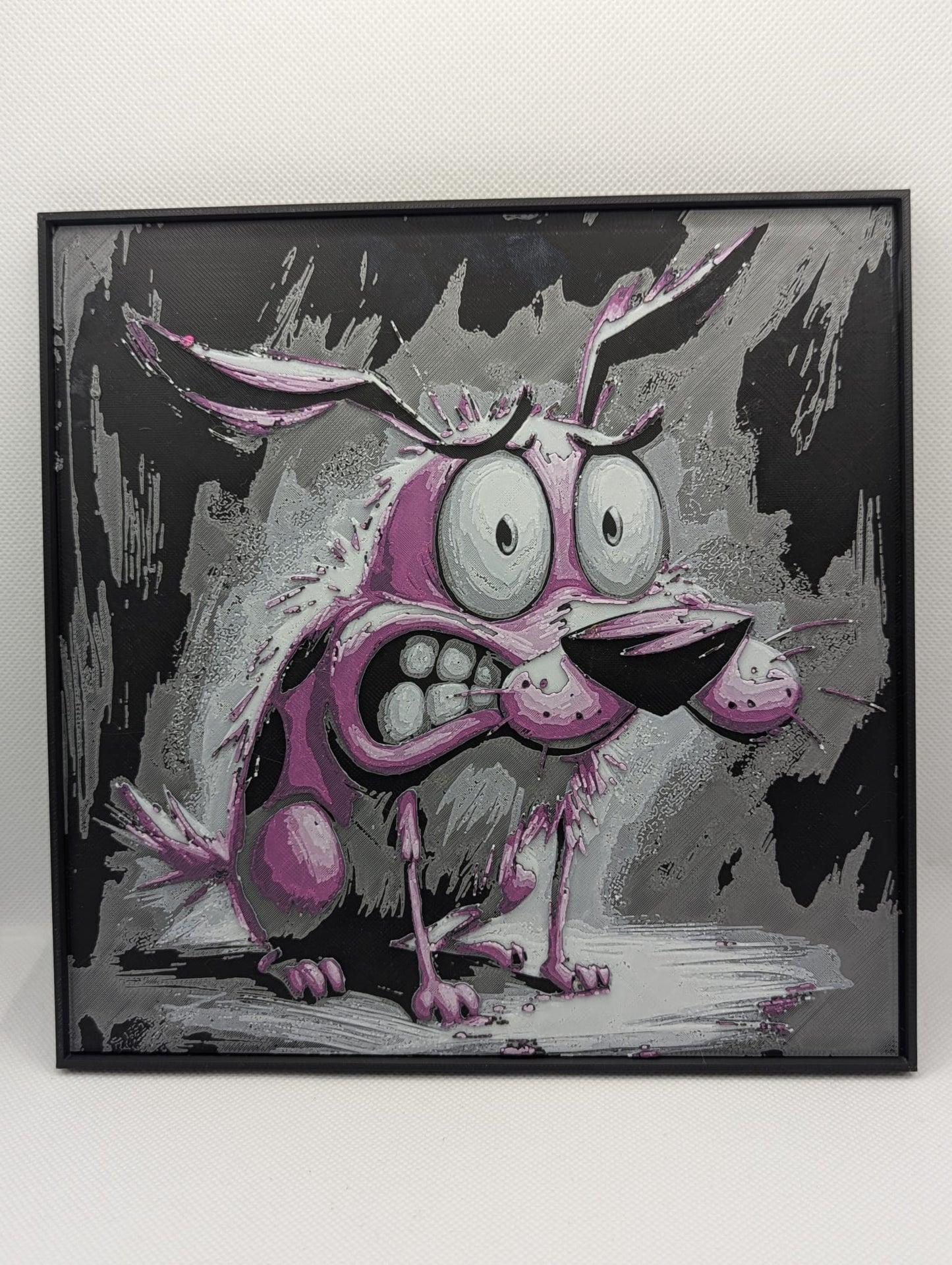 Courage The Cowardly Dog - 3D Printed 200x200mm Framed Wall Art