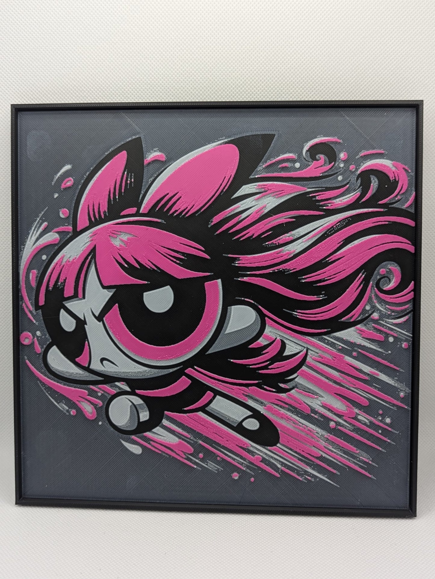 Blossom - Power Puff Girls - 3D Printed 200x200mm Framed Wall Art