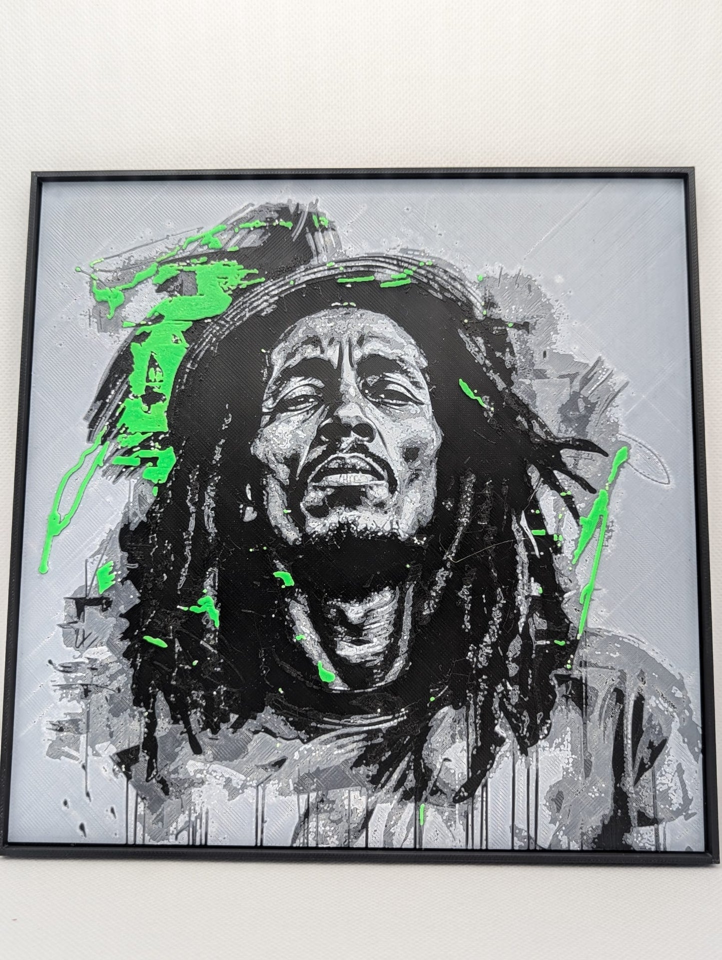 Bob Marley - One Love - 3D Printed 200x200mm Framed Wall Art