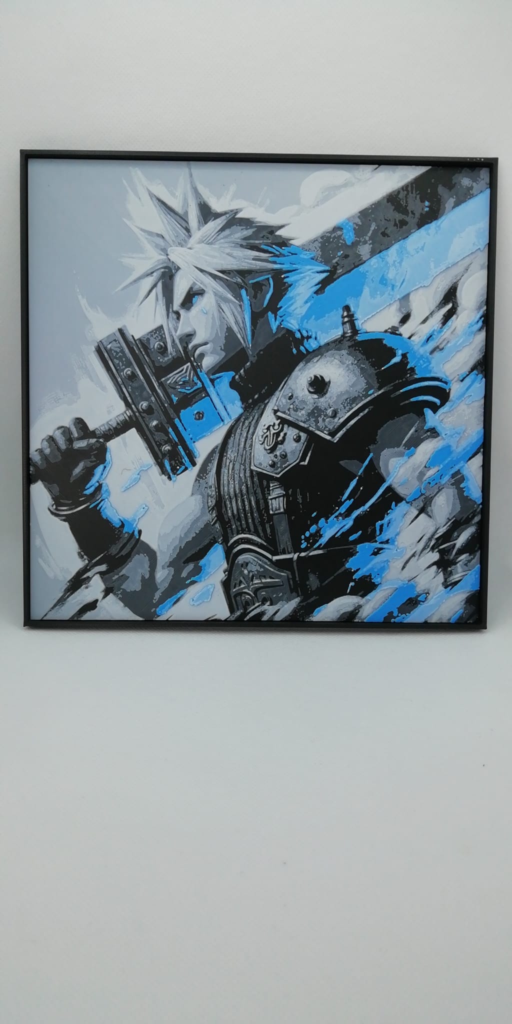 Cloud Strife - Final Fantasy - 3D Printed 200x200mm Framed Wall Art