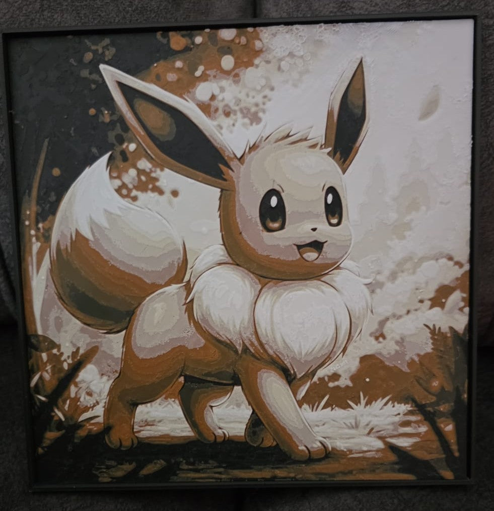 Eevee - 3D Printed 200x200mm Framed Wall Art