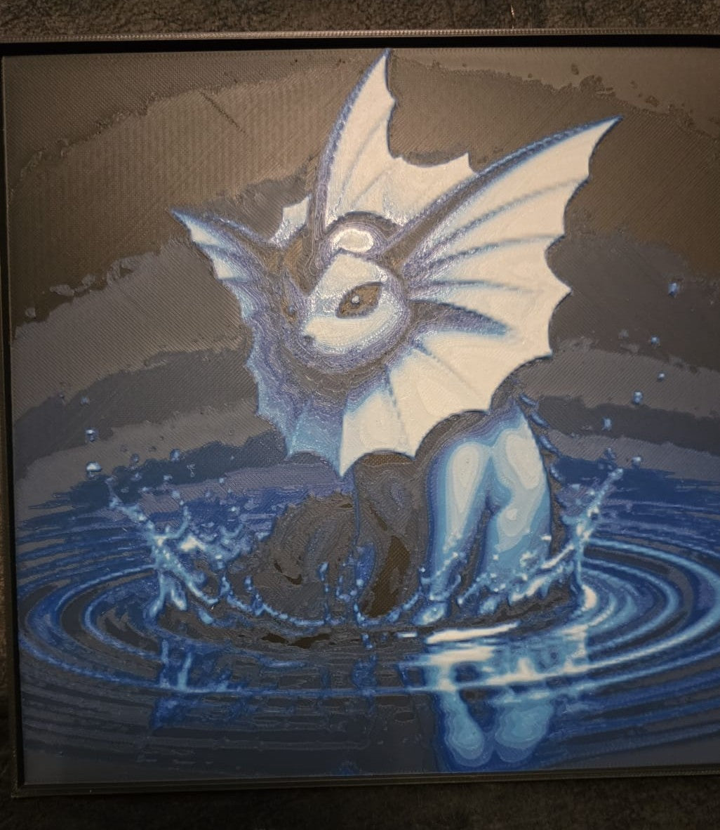 Vaporeon - 3D Printed 200x200mm Framed Wall Art