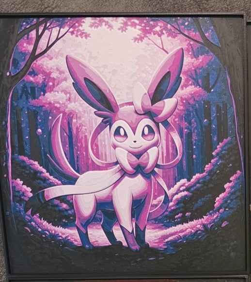 Sylveon- 3D Printed 200x200mm Framed Wall Art