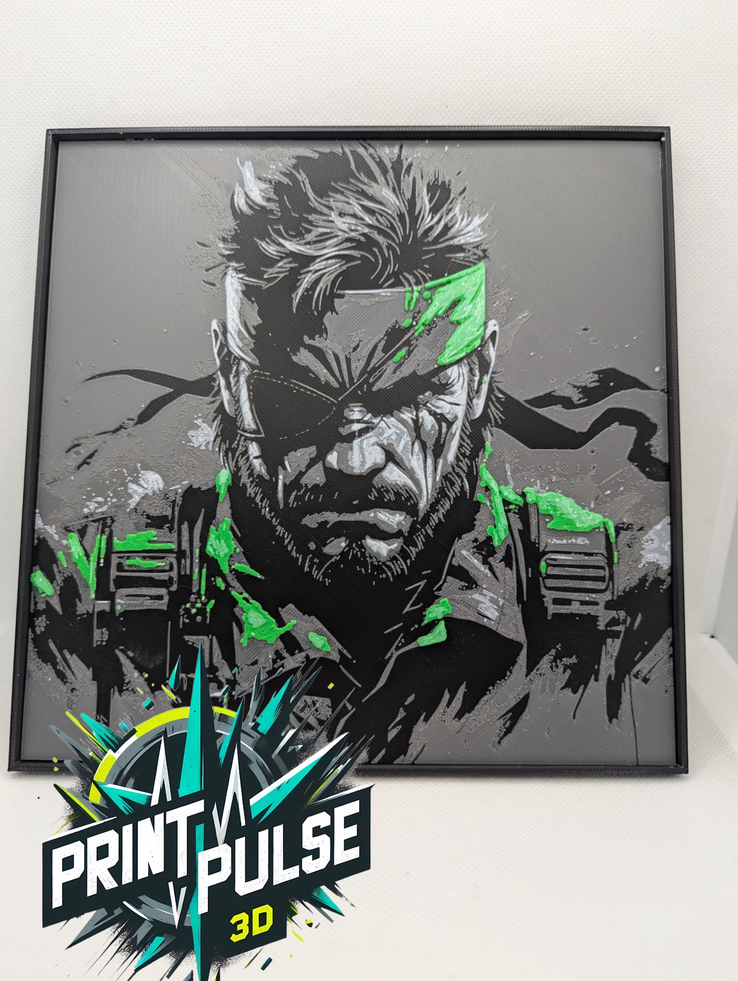 Snake (Metal Gear Solid) 3D Printed 200x200mm Framed Wall Art