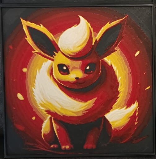 Flareon - 3D Printed 200x200mm Framed Wall Art