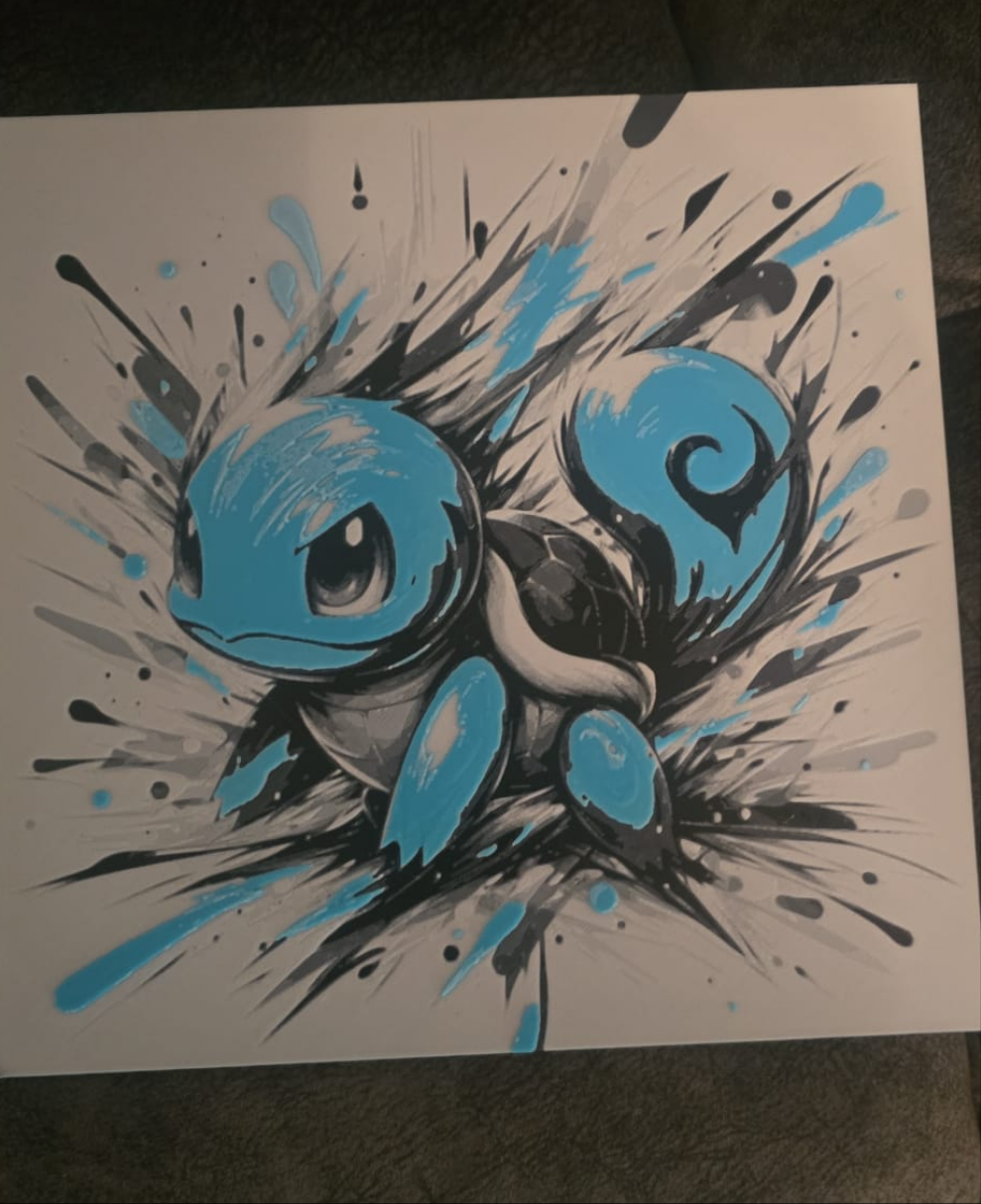 Squirtle Battle Ready - 3D Printed 200x200mm Framed Wall Art