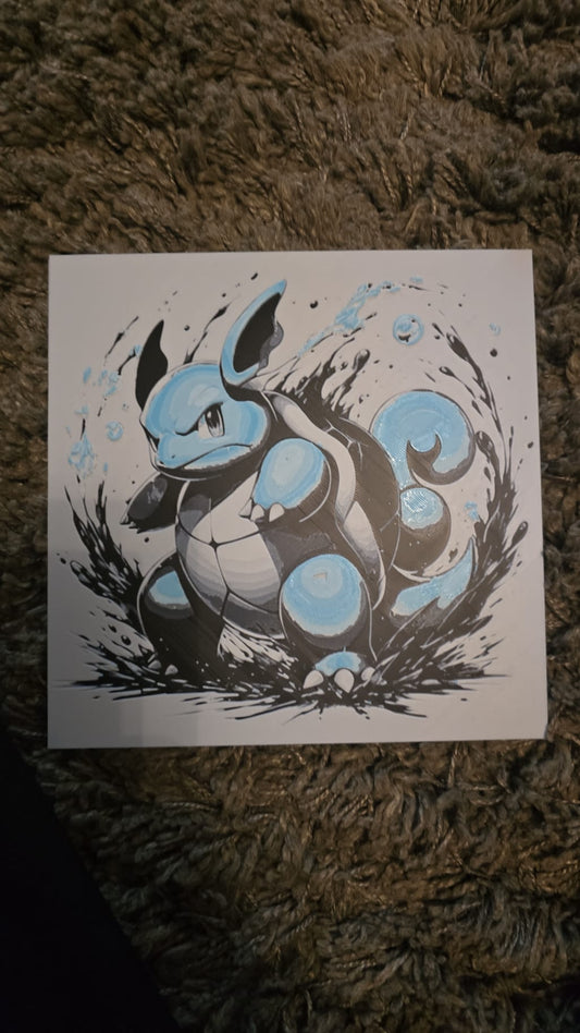 Wartortle - 3D Printed 200x200mm Framed Wall Art