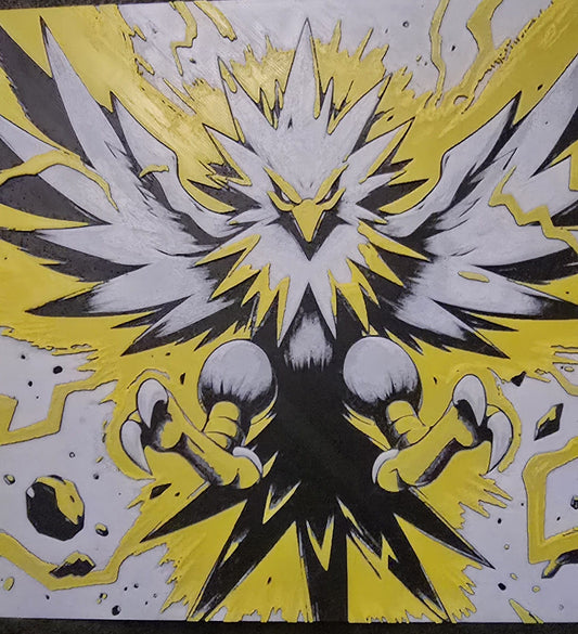 Zapdos - 3D Printed 200x200mm Framed Wall Art