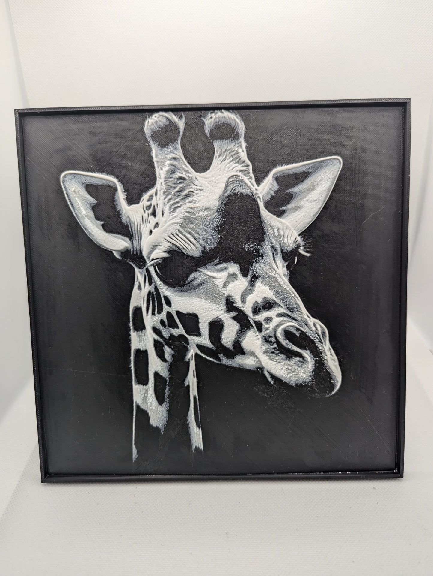 Giraffe - 3D Printed 200x200mm Framed Wall Art.