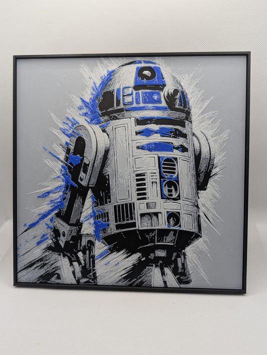 R2D2 - 3D Printed 200x200mm Framed Wall Art.