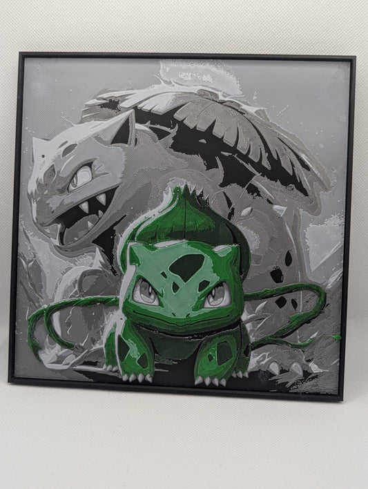 Bulbasaur - 3D Printed 200x200mm Framed Wall Art