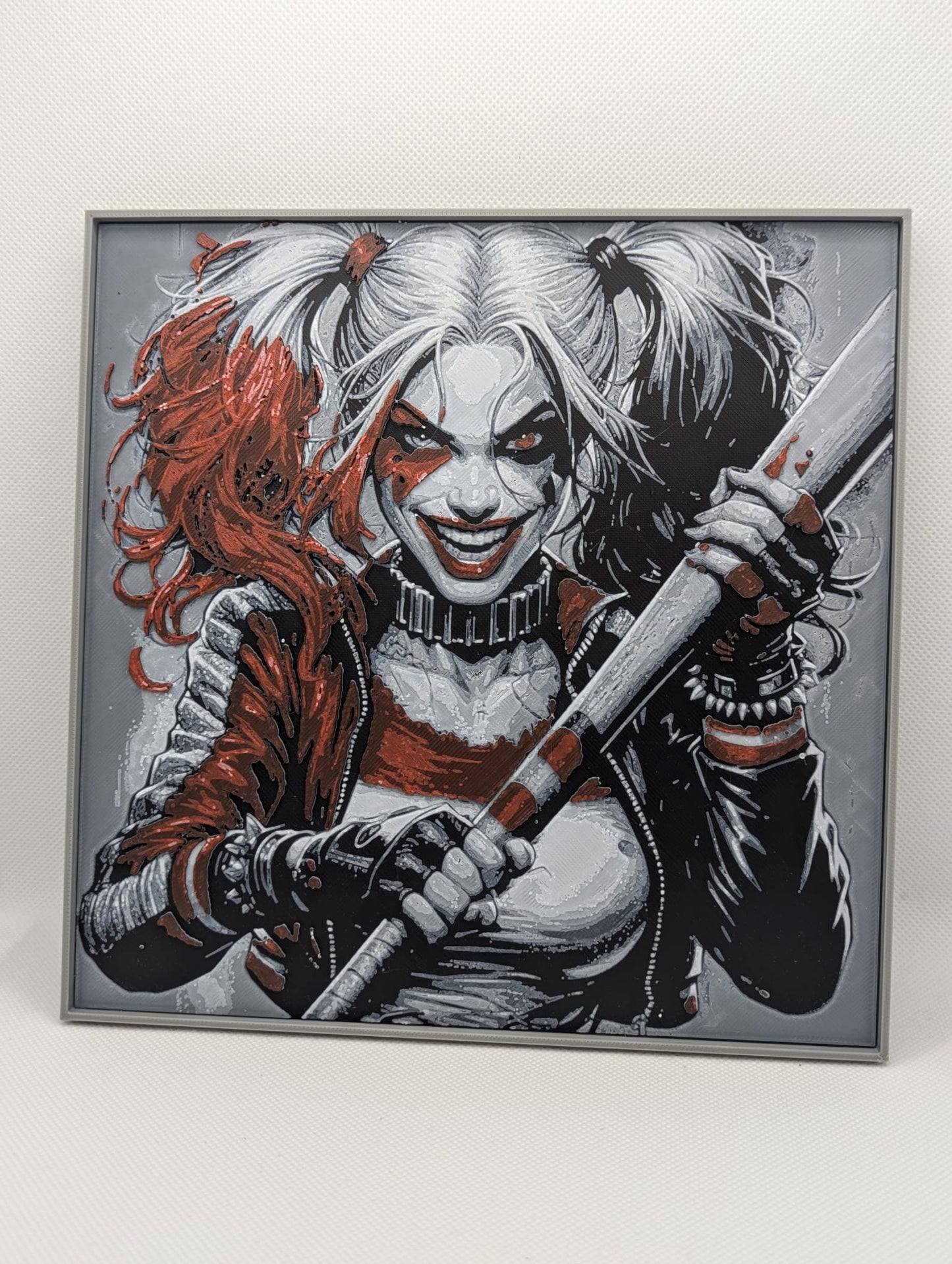 Harley Quinn - 3D Printed 200x200mm Framed Wall Art