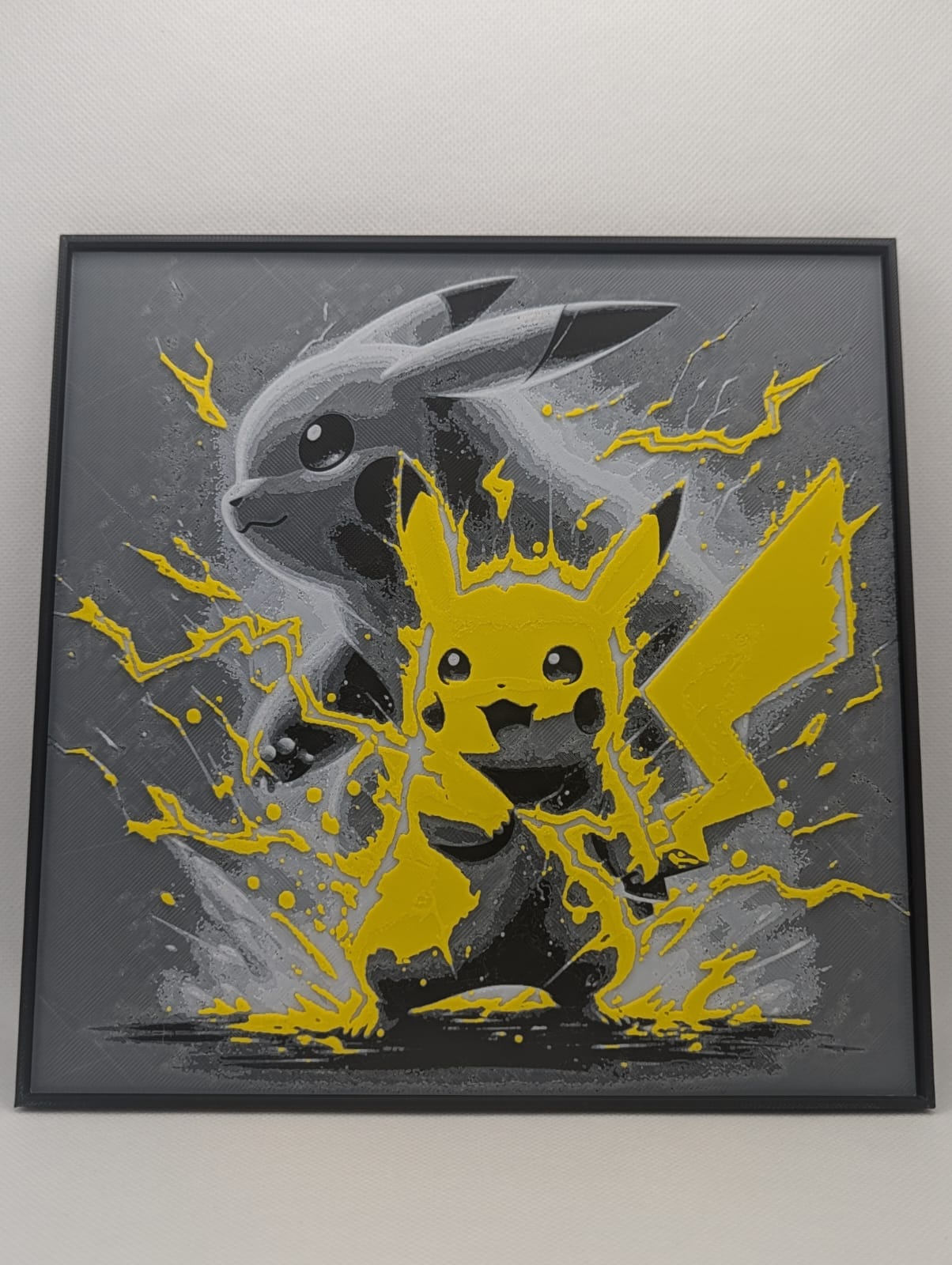 Pikachu - 3D Printed 200x200mm Framed Wall Art