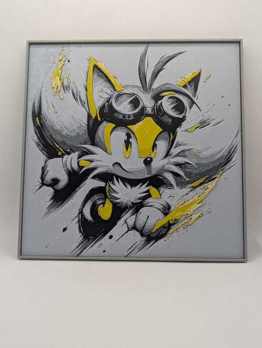 Tails - 3D Printed 200x200mm Framed Wall Art