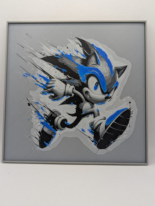 Sonic - 3D Printed 200x200mm Framed Wall Art