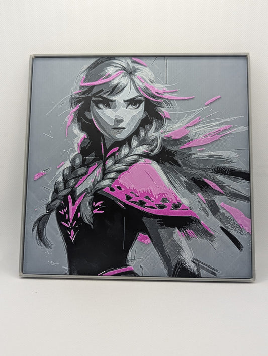 Anna - Frozen - 3D Printed 200x200mm Framed Wall Art