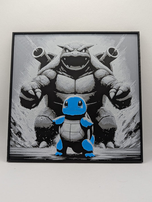 Squirtle - 3D Printed 200x200mm Framed Wall Art