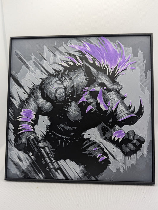 TMNT - Beebop - 3D Printed 200x200mm Framed Wall Art